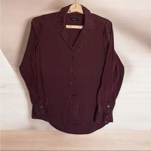 Quince Burgundy Button-Up Blouse